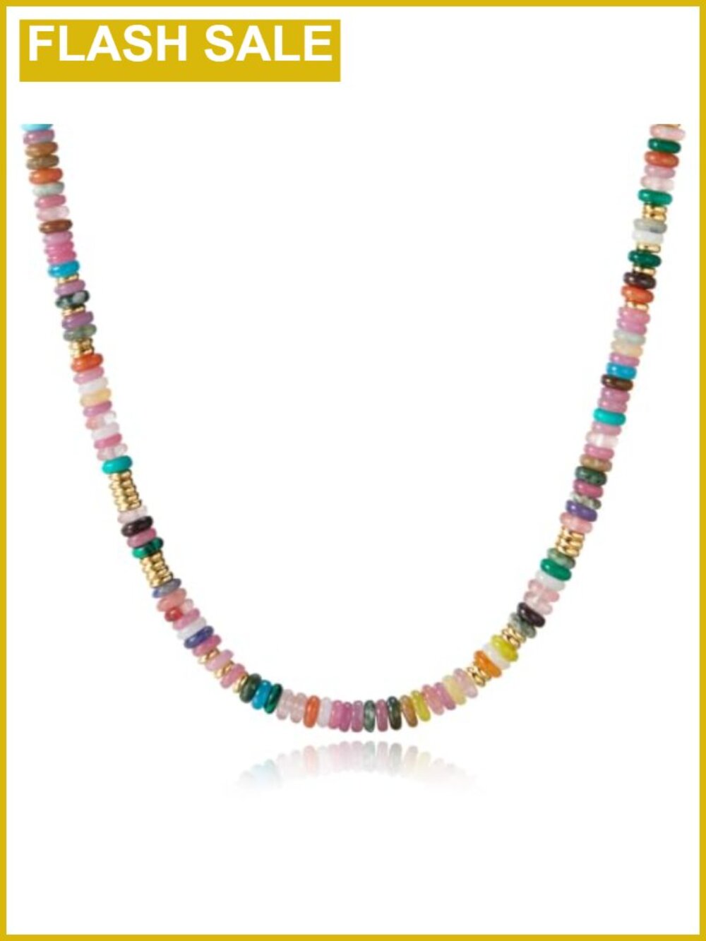 Natural Stone Beaded Choker Necklace 14k Gold Plated Handmade Boho